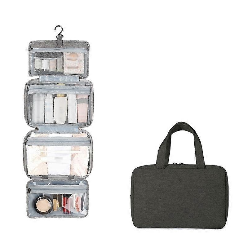 13552A Travel Waterproof Foldable Toiletry Bag Cosmetic Bag with Hook, Color: Black