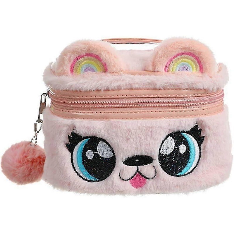 Women Girls Kids Fluffy Faux Fur Unicorn Makeup Bag Small Cosmetic Organizer Plush Travel Storage Bags Toiletry Kit Case