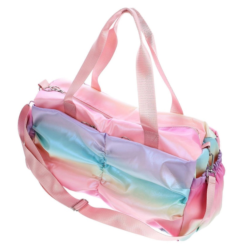 yoga bag for women, portable fitness bag, pink polyester