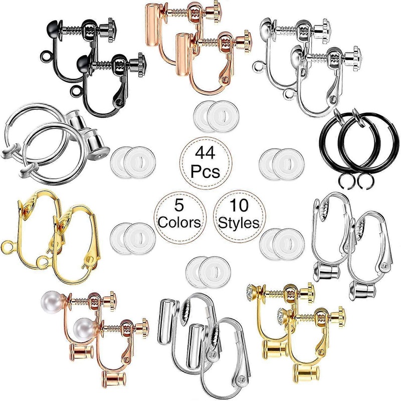 10 Pairs Non Pierced Earrings Clip-on Earrings Converter Components With Post For Non-pierced Ears, With 12 Pairs Comfort Earring Pads For Women And G