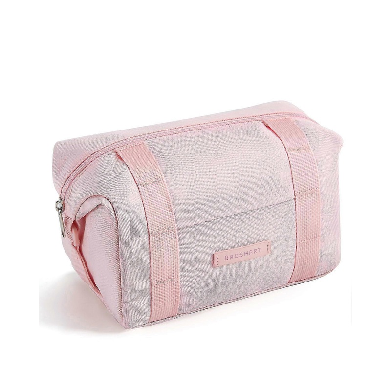 Water-resistant Hanging Dopp Kit Organizer for Women, Travel Cosmetic Bag in Pink, Toiletries Essentials, Great Gift Idea
