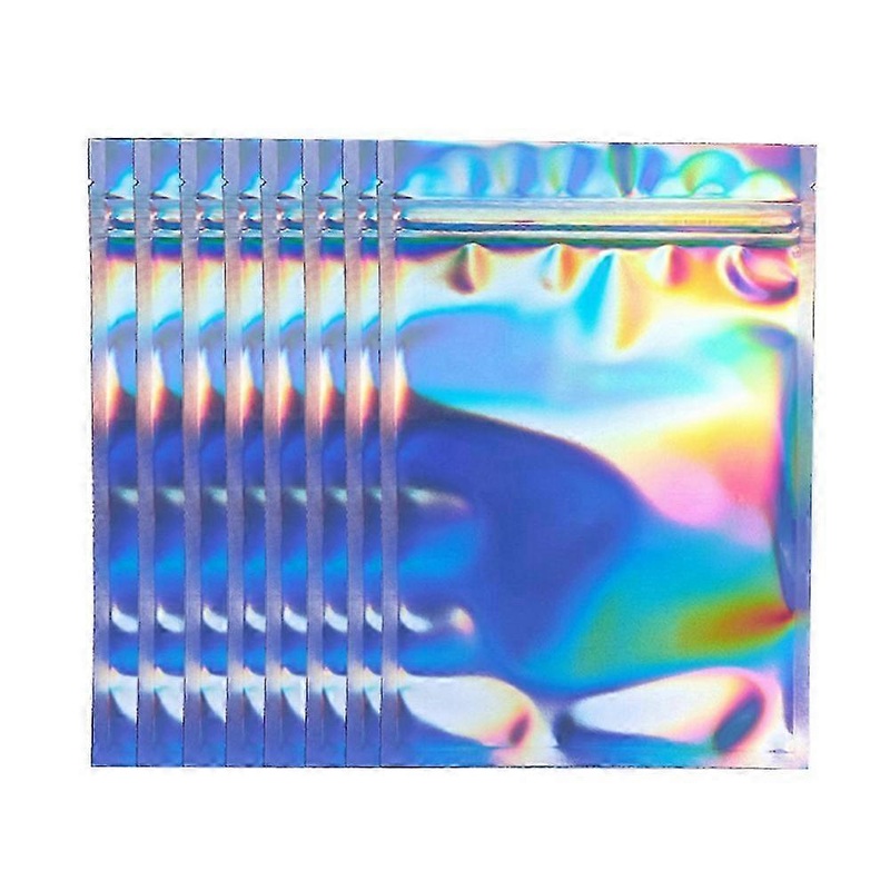 100pcs Zip Lock Bags Pouches Cosmetic Plastic Gradient Iridescent Bags Holographic Bags Zipper Bags