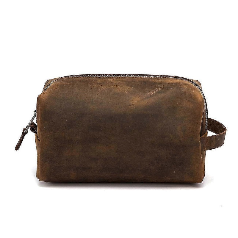 Unisex Travel Toiletry Bag in Buffalo Leather – Minimalist Design Suitable for Various Brs