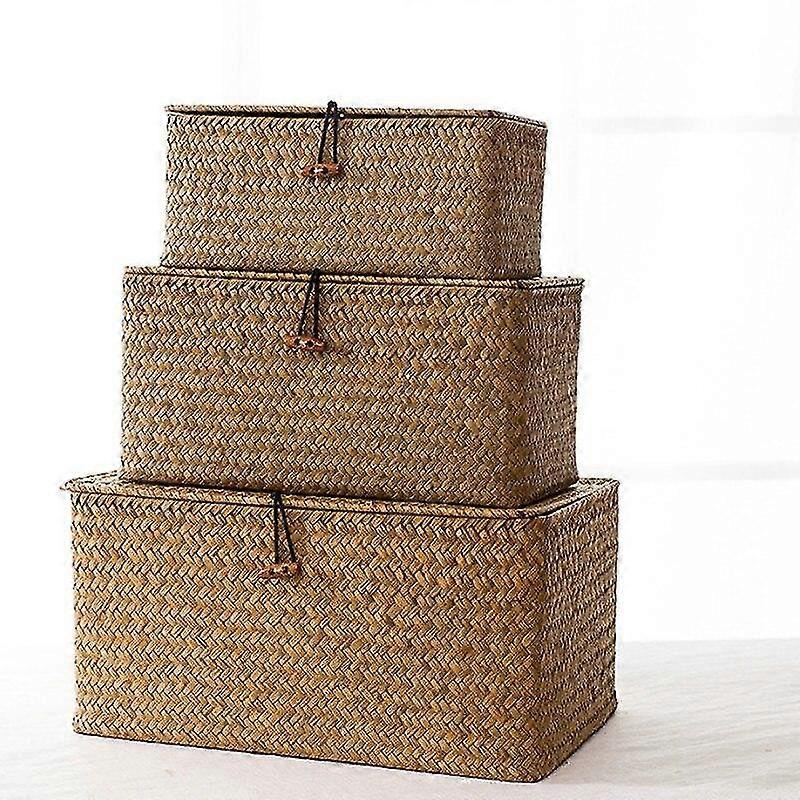 woven seaweed storage hand straw basket girl cosmetic makeup