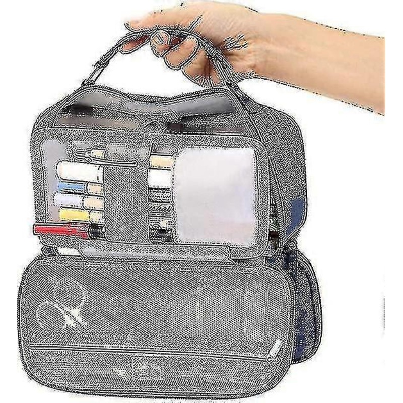 1 Piece Portable Large-capacity Stationery Storage Bag, Portable Pencil Bag, Double Zipper Cosmetic