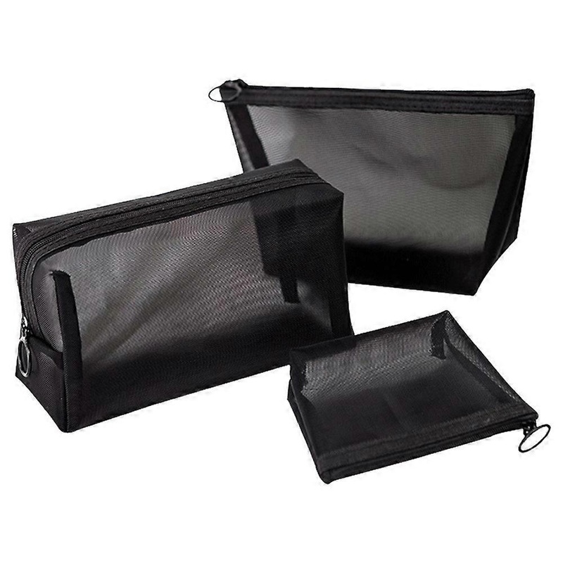 ZP01/ZP02/ZP03 3Pcs See-through Nylon Mesh Travel Cosmetic Storage Bag Makeup Pouch