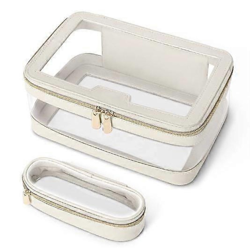 1 Set Large Clear Makeup Bag Portable Travel Cosmetic Organizer Waterproof Transparent Toiletry Bag With Zipper Makeup Case For Outdoor