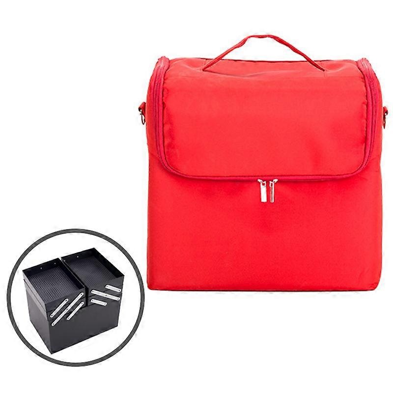 Versatile Nail and Cosmetics Travel Pouch Travel Makeup Organizer Nail Polish Carrying Case Portable Travel Storage Bag  Red