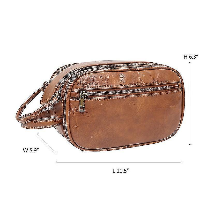 Water-resistant Leather Toiletry Bag For Men Large Travel Wash Bag