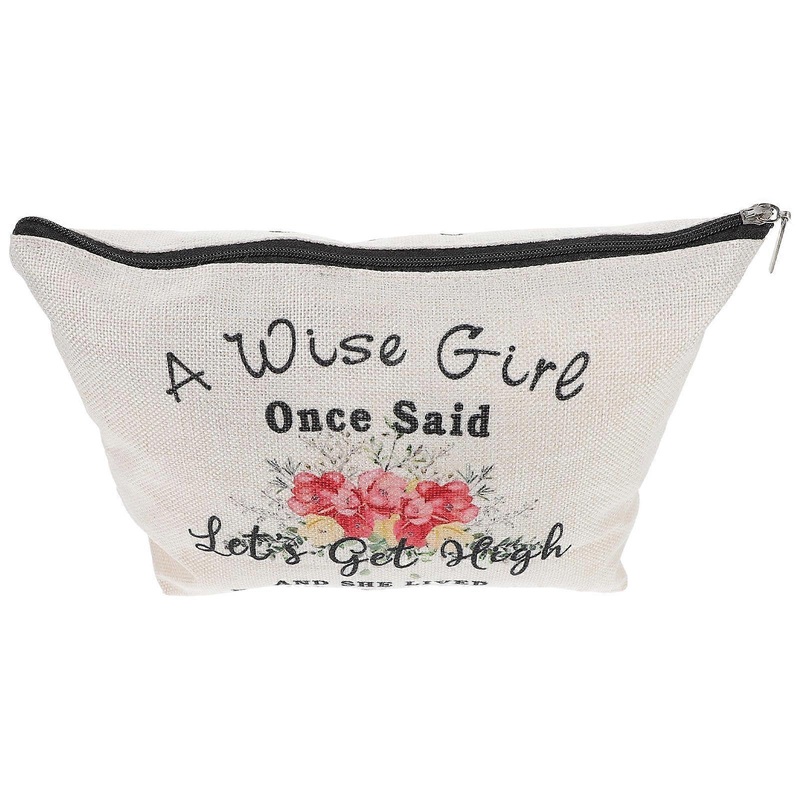 Women Retirement Canvas Cosmetic Bag for Travel with 5Pcs Organizer