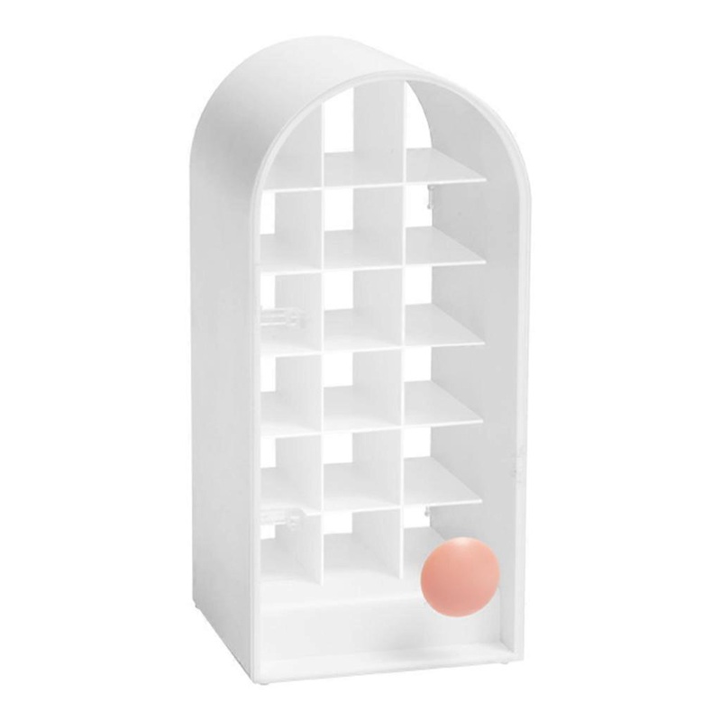 18 Grids Lipstick Holder Makeup Organizer Cosmetic Storage Box Lip Gloss Display Stand Transparent Plastic Box with Dustproof Lid  white