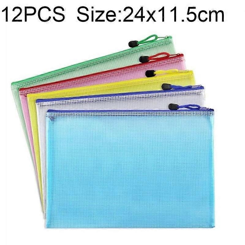 Zipper Plastic Mesh Stationery Bag , White