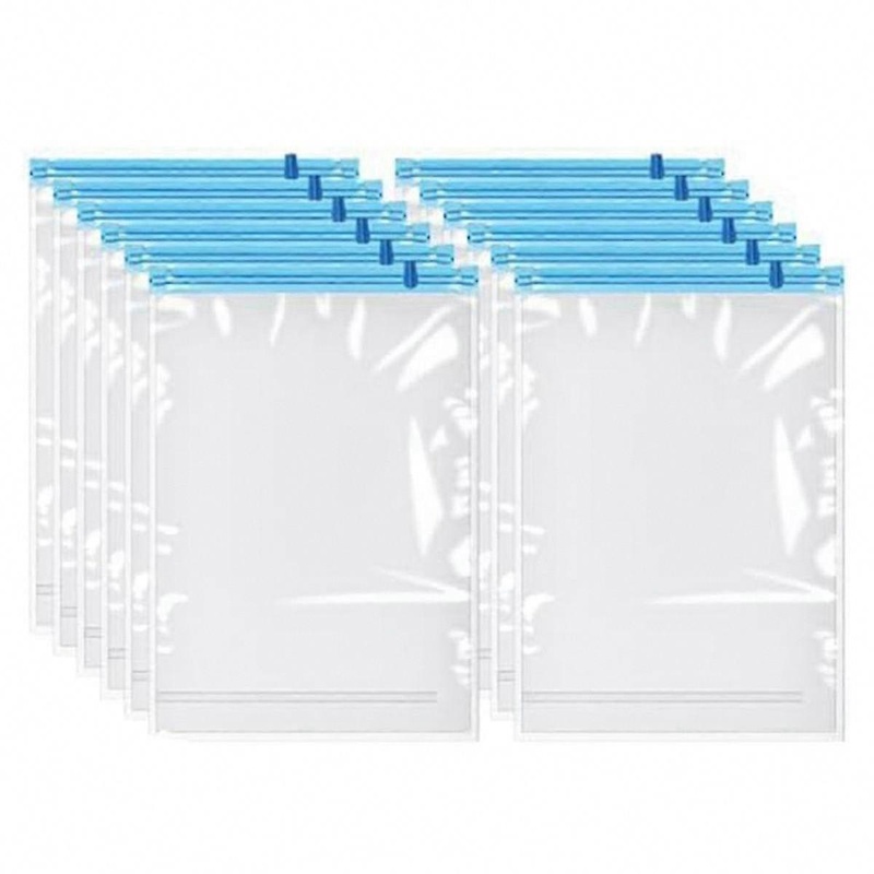 12 Pack Reusable Roll Up Compression Bags, 35X50cm Medium Vacuum Storage Bags for Travel & Clothes, Space Saving Packing Bags