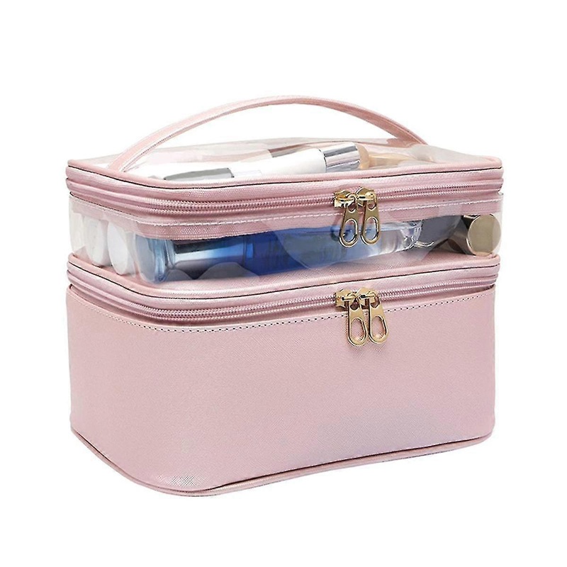 -capacity Pu Double-layer Cosmetic Bag Waterproof Travel Wash Bag Wet And Dry Separation Storage Bag