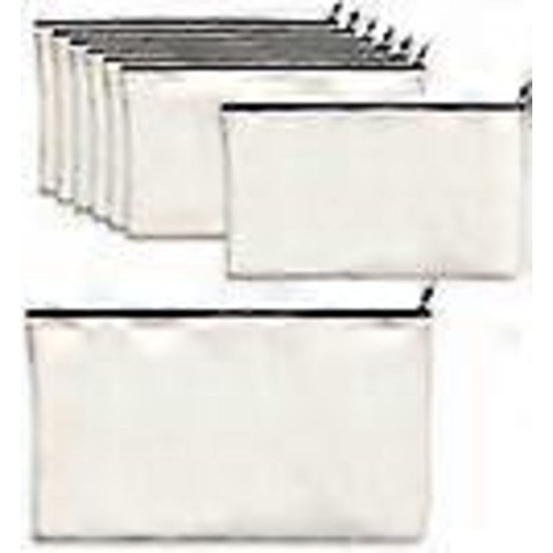 15 Pack Blank Cotton Canvas DIY Craft Zipper Bags Pouches Pencil Case for Makeup