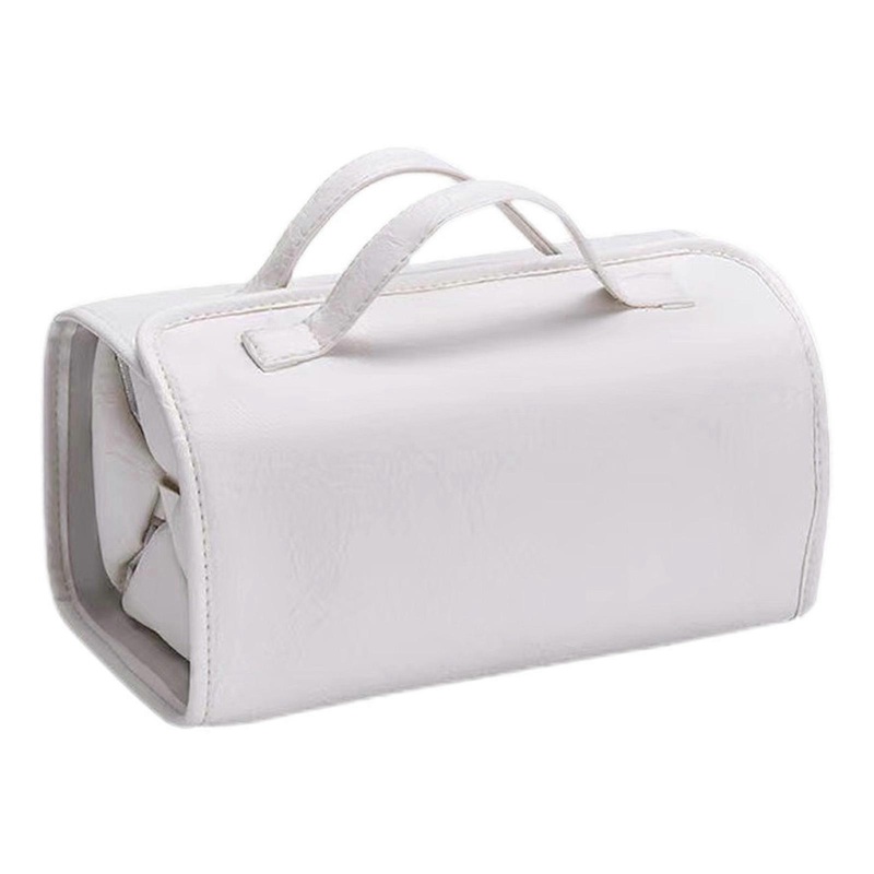 Waterproof Travel Toiletry Bag 4 Detachable Compartments Roll Up Makeup Organizer Foldable Hanging Bags for Women  White