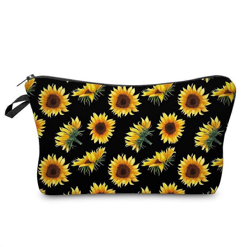 Women’s makeup bag, sunflower waterproof makeup bag, large capacity makeup bag, travel accessories pencil clutch bag waterproof.