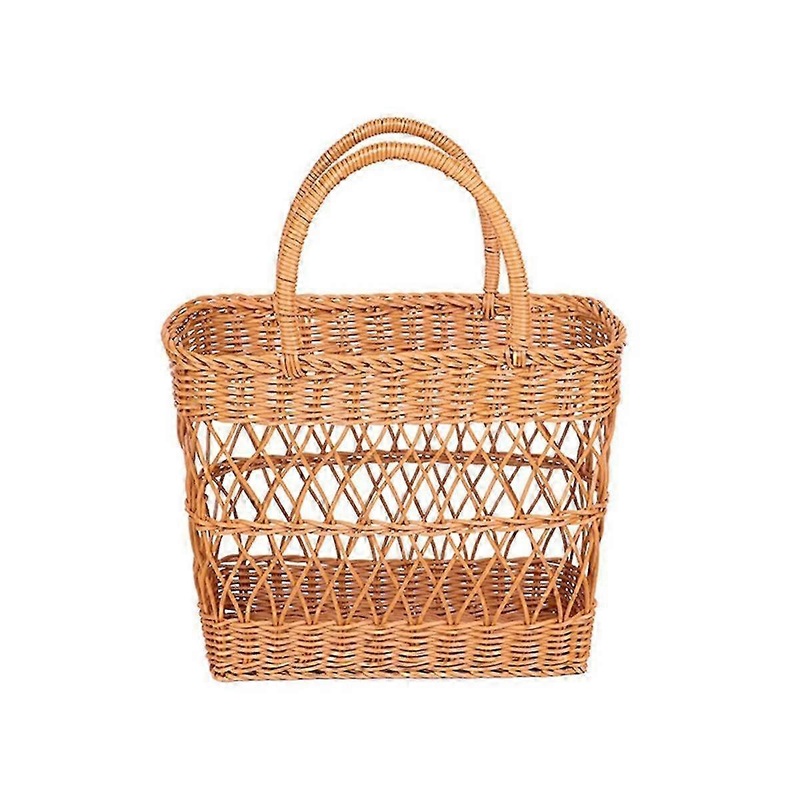 Woven Storage Bags For Picnics And Outings Hanging Makeup Organizer Handmade Travel Bag For Women Shopping Basket 32cm
