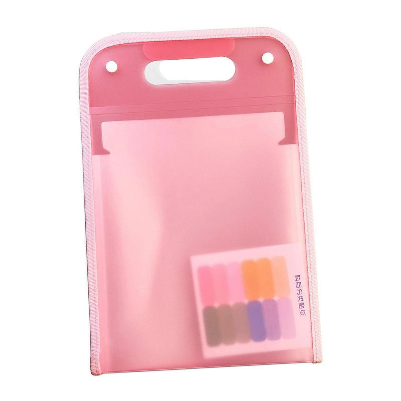 Vertical Organ Bag Multi Layer Large Capacity Student Classification Test Paper Holder Portable Sorting and Storage Tool  pink