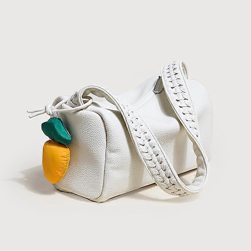 Woman Handbag With Pendant Fashionable Lovely Appearance Bright Pure Color Pu Female Shoulder Bag Beige