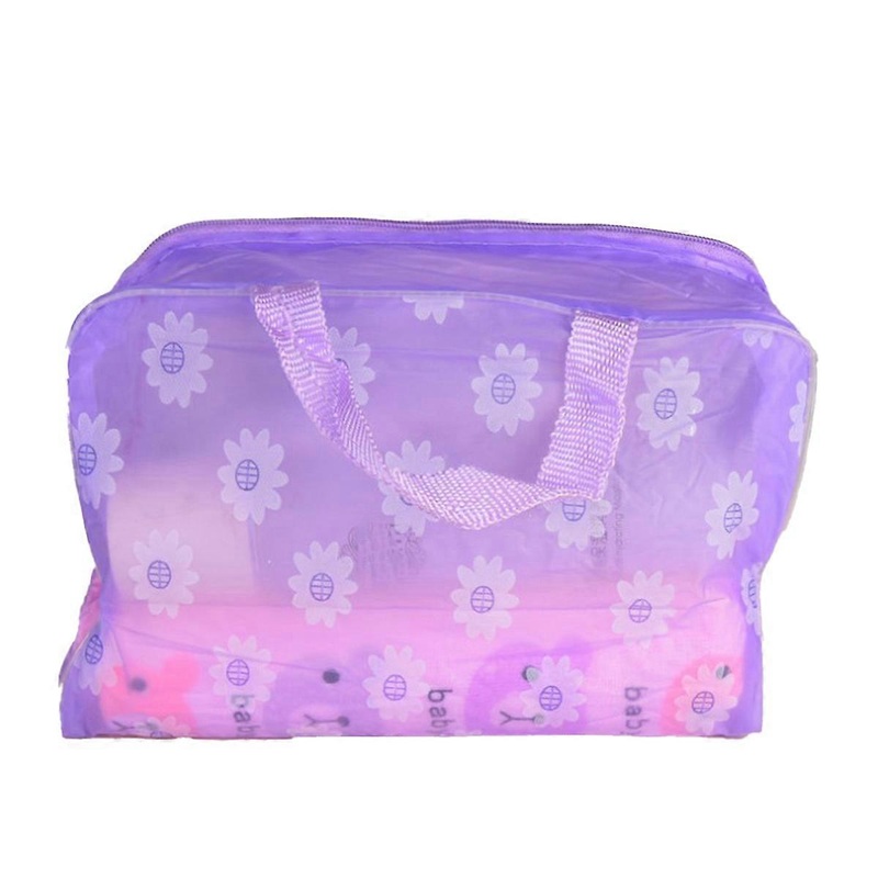 Waterproof cosmetic bag PVC transparent zipper toiletry bag for bath supplies purple