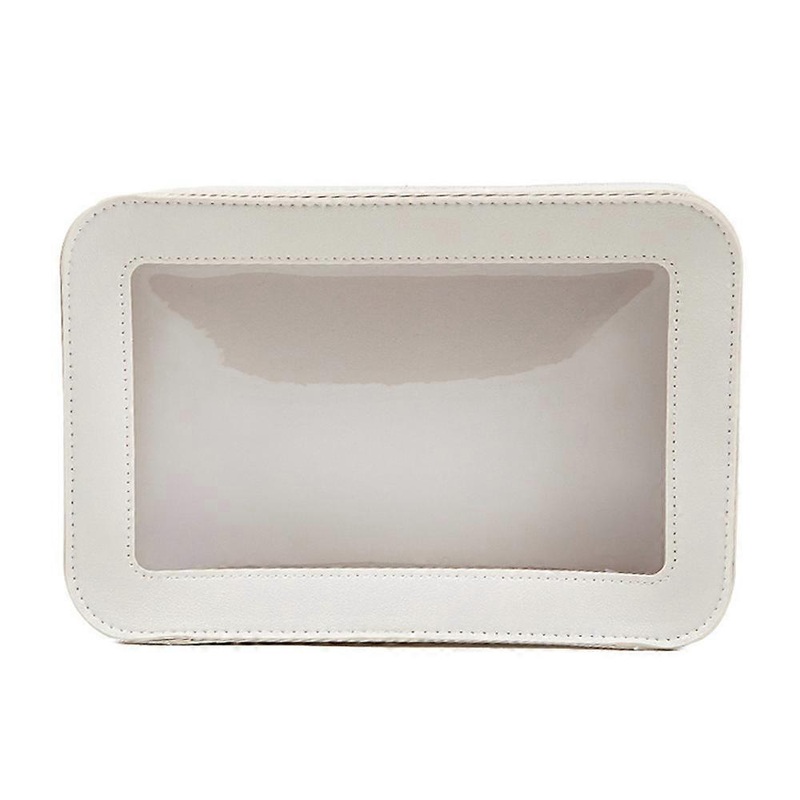 White+Transparent Makeup and Brush Bag/Long Cosmetic Organizer Pouch for Travel