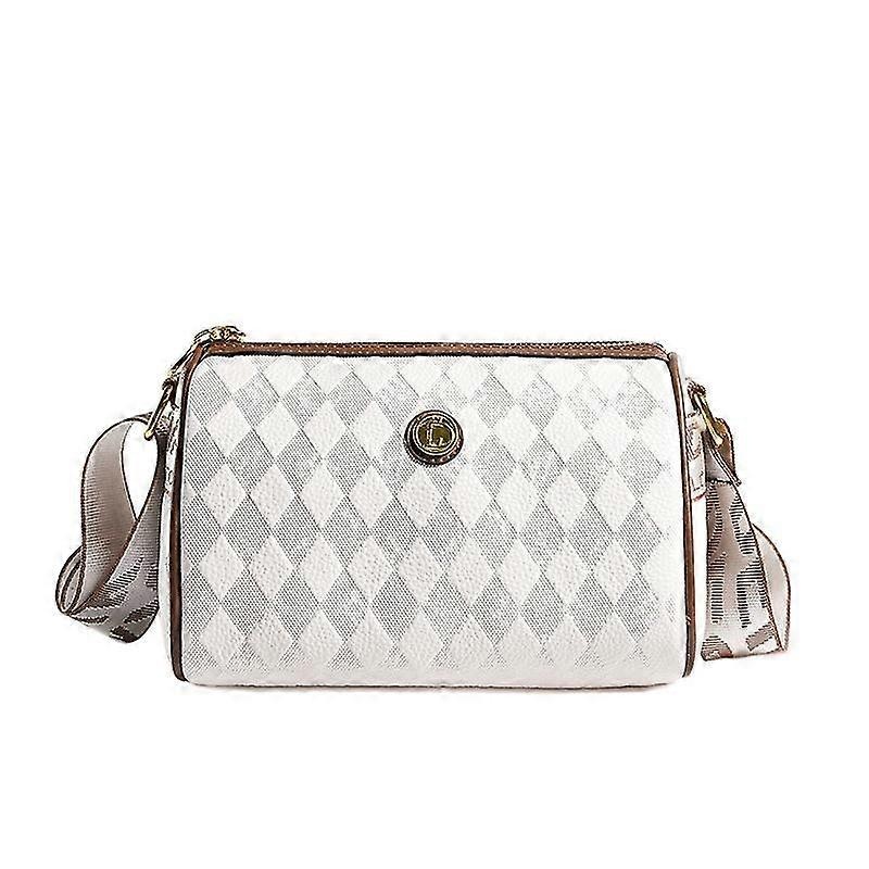 Women Boston Crossbody Shoulder Bag Large Capacity Leather Handbag With Rhombus For Mobile Phone Cosmetics Keychain