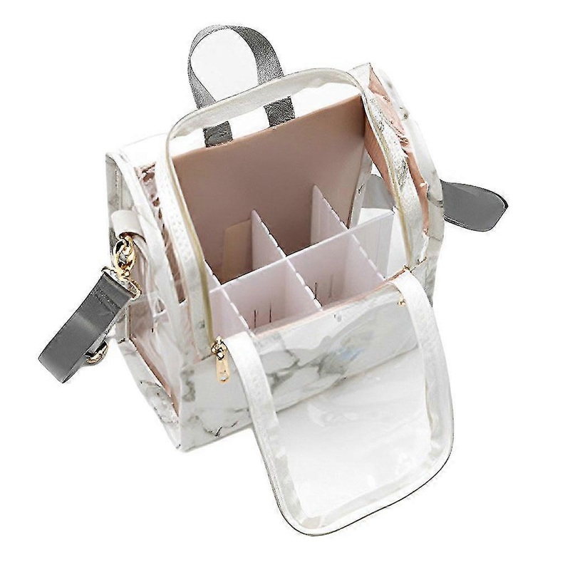 White Makeup Storage Detachable Partition Makeup Brush Holder Bag