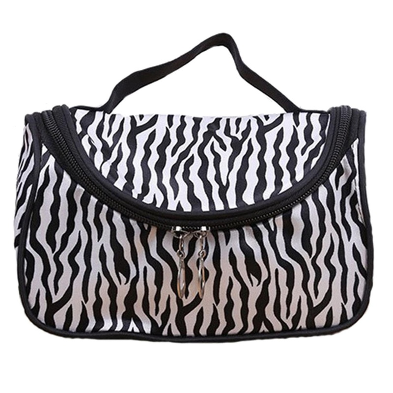 Zebra Print Makeup Bag Waterproof Nylon Jewelry Digital Makeup Organizer for Home