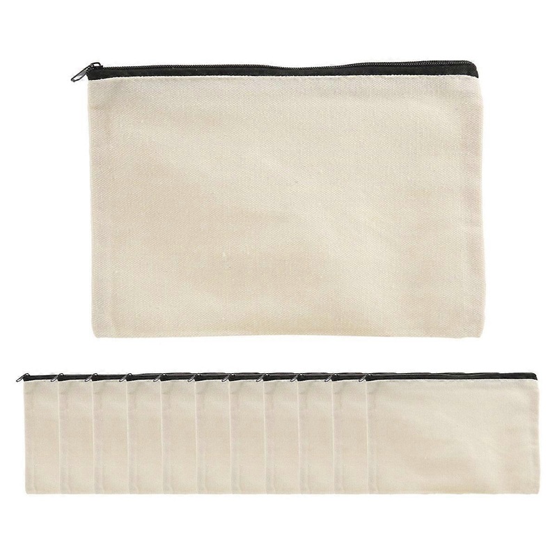 12 Pack Canvas Zipper Bags, Blank DIY Pouches for Travel Cosmetic