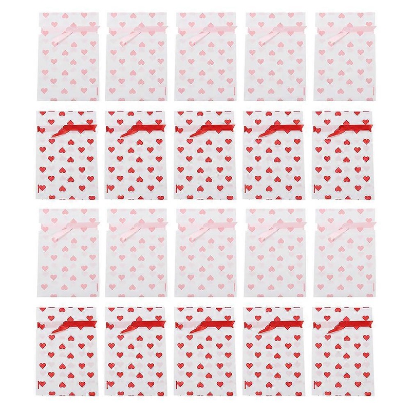 Valentines Bags Heart Shaped Packaging Bags Red Color For Weddings 100Pcs