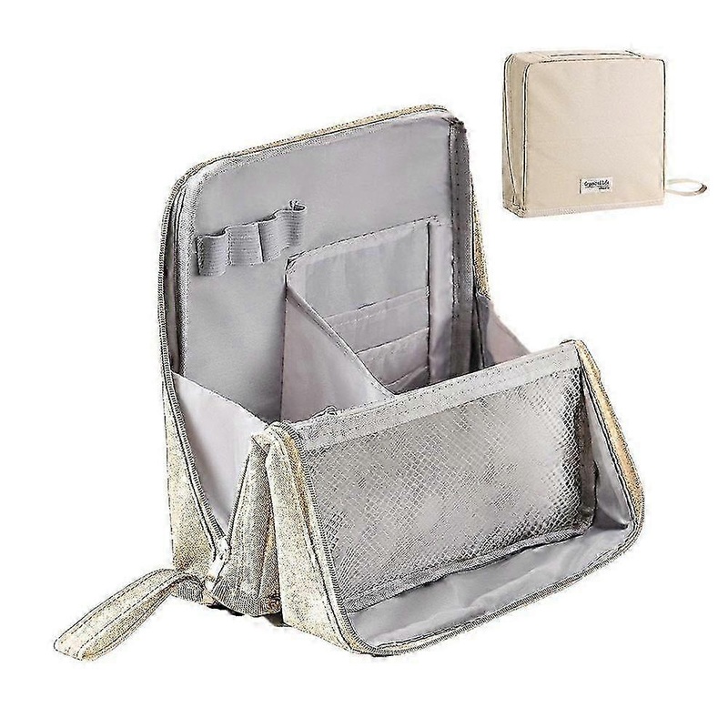 Waterproof Vertical Cosmetic Bag, Spacious Standing Makeup Organizer with Multiple Compartments